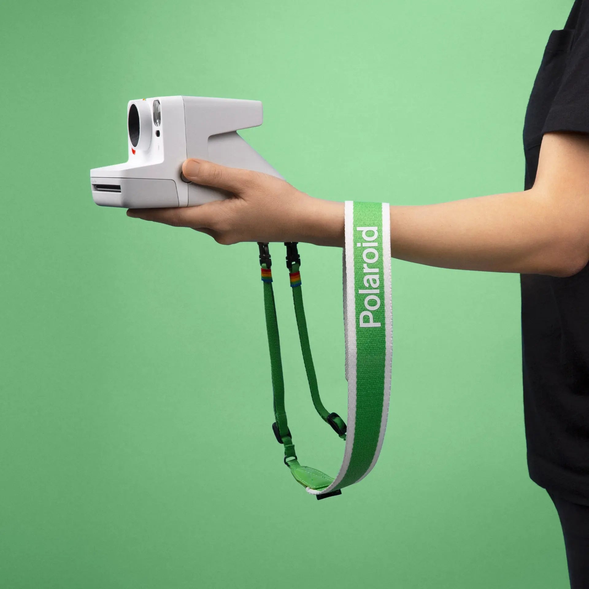 Ремінь для камер Polaroid Strap Flat зелений з полоскою